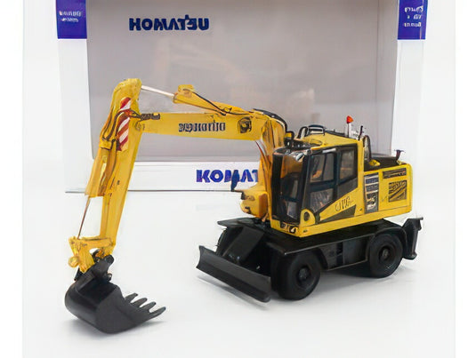 KOMATSU PW180 ESCAVATORE GOMMATO TRACTOR EXCAVATOR YELLOW BLACK ショベル / Univrsal Hobbies 1/50 建設機械模型 工事車両