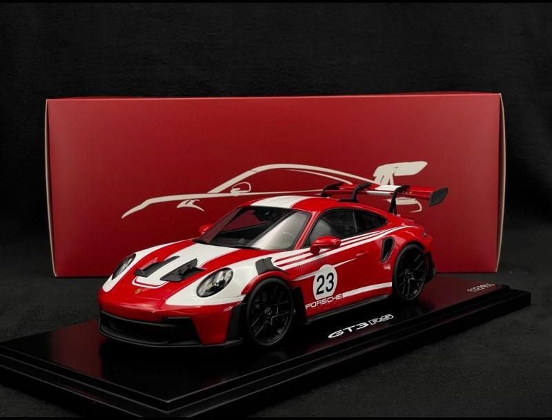 ギャラリービューアに画像をロードする, Porscheポルシェディーラーモデル 911 GT3 RS Type 992 n° 23 Salzburg 2023 Red / White 1/18 Spark