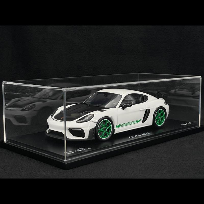 ギャラリービューアに画像をロードする, Porsche 718 カイマン GT4 RS 982型 2021年モデル ホワイト/グリーンストライプ/Spark 1/18ミニカー ポルシェ特注