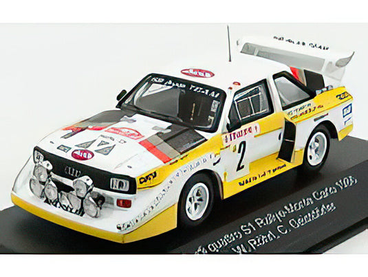 AUDI QUATTRO SPORT S1 (night version) N 2 4th RALLY MONTECARLO 1986 W.ROHRL C.GEISTDORFER YELLOW WHITE RED/CMR 1/43ミニカー
