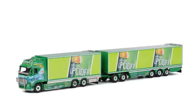 ギャラリービューアに画像をロードする, Volvoボルボ FH2 GLOBETROTTER XL 6X2 TAG AXLE BOX TRAILER Ristimaa Cider Shark / WSI 1/50 建設機械 模型