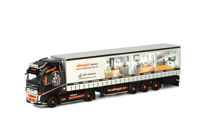 ギャラリービューアに画像をロードする, Volvoボルボ FH4 GLOBETROTTER 4X2 カーテンサイダートレーラー 3軸 Stengel / WSI 1/50 建設機械 模型