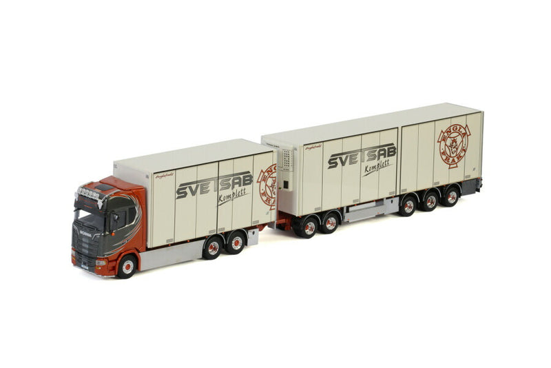 ギャラリービューアに画像をロードする, Scaniaスカニア S HIGHLINE CS20H 6x2 TWIN STEER リーファートラック DRAWBAR Englafrakt / WSI 1/50 建設機械 模型