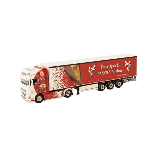 Transports Benoit J?r?me DAF XF Super Space Cab 4x2 curtain tarpaulin semitrailer 3axle トレーラー / WSI 1/50 建設機械模型 工事車両