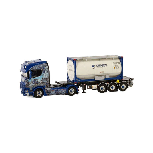 Ingo Dinges Scania S Highline CS20H 4x2 Container Semitrailer 3axle + 20ft Tank Container トレーラー / WSI 1/50 建設機械模型 工事車両