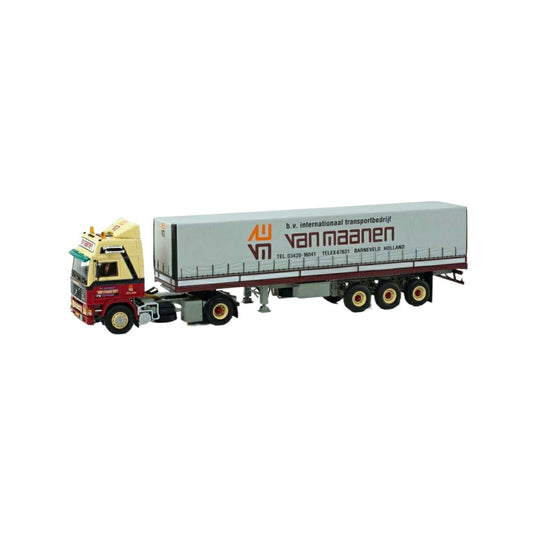 Van Maanen Volvo F12 Globetrotter 4x2 Curtain Tarpaulin Semitrailer 3axle トレーラー / WSI 1/50 建設機械模型 工事車両