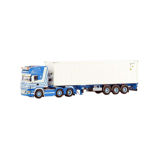Hans Lubrecht BV Scania R4 Topline TwinSteer container semitrailer + 40ft Container トレーラー / WSI 1/50 建設機械模型 工事車両