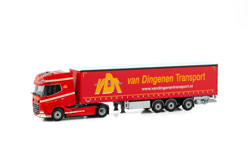 ギャラリービューアに画像をロードする, VAN DINGENEN TRANSPORT DAF XG+ 4X2 CURTAINSIDE TRAILER 3軸 トラック/WSI 1/50 建設機械模型 工事車両