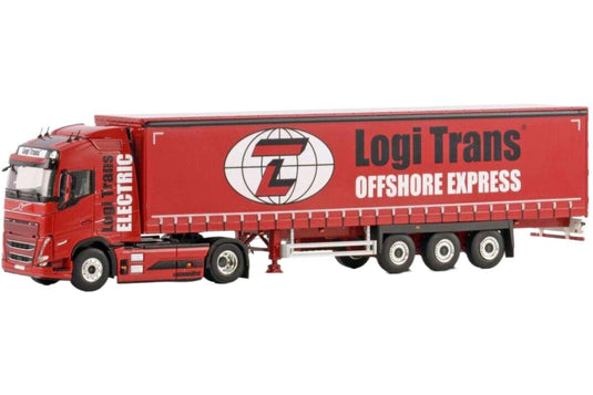Logi Trans Volvo FH05 Globetrotter Electric 4x2 幌セミトレーラー 3軸 トレーラー / WSI 1/50 建設機械模型 工事車両