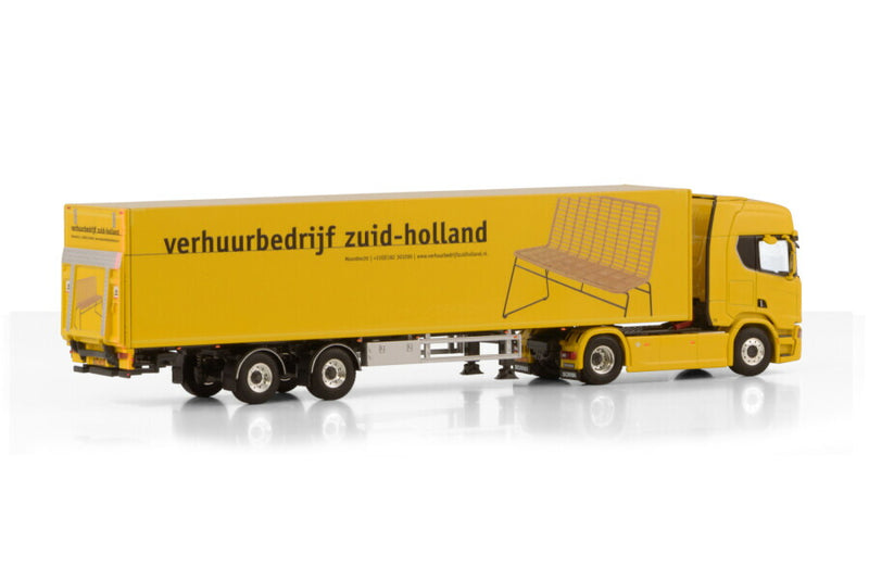 ギャラリービューアに画像をロードする, Scaniaスカニア R HIGHLINE CR20H 4X2 TRIDEC ボックストレーラー 2軸 Verhuurbedrijf Zuid-Holland / WSI 1/50 建設機械 模型