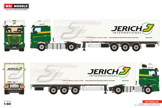 【予約】2026年発売予定 JERICH MERCEDES-BENZ ACTROS MP5 ビッグスペース 4X2 ボックストレーラー 3軸 トレーラー / WSI 1/50 建設機械模型 工事車両