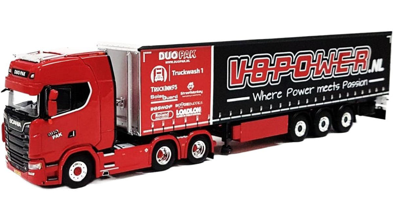 ギャラリービューアに画像をロードする, DuoPak Scania S730 V8Power カーテンサイダートレーラー / WSI 1/50 建設機械模型 工事車両