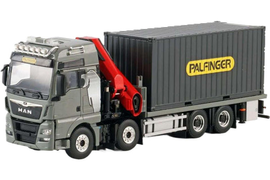 Palfinger MAN TGX XXL Euro 6c 20ftコンテナ + Palfinger PK380 TEC モバイルクレーン / WSI 1/50 建設機械模型 工事車両