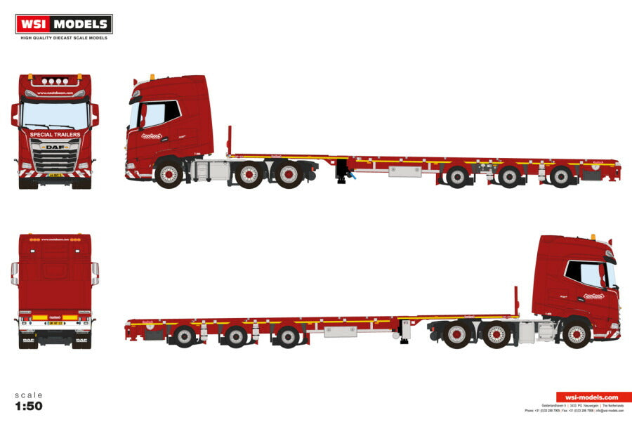 1/50 SCANIA ハイルーフ Nooteboom フラットベットトレーラー IMC 1/50 SCANIA S-Serie high roof Nooteboom flatbad trailer