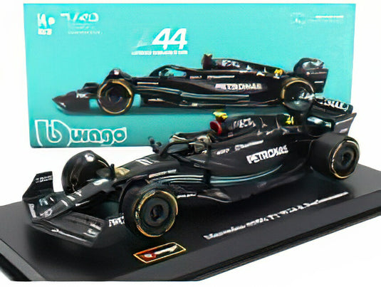 MERCEDES GP - F1 W14 TEAM MERCEDES-AMG PETRONAS FORMULA ONE N 44 SEASON 2023 LEWIS HAMILTON - CON PILOTA E VETRINA - WITH PILOT AND SHOWCASE - MATT BLACK /BURAGO 1/43 ミニカー