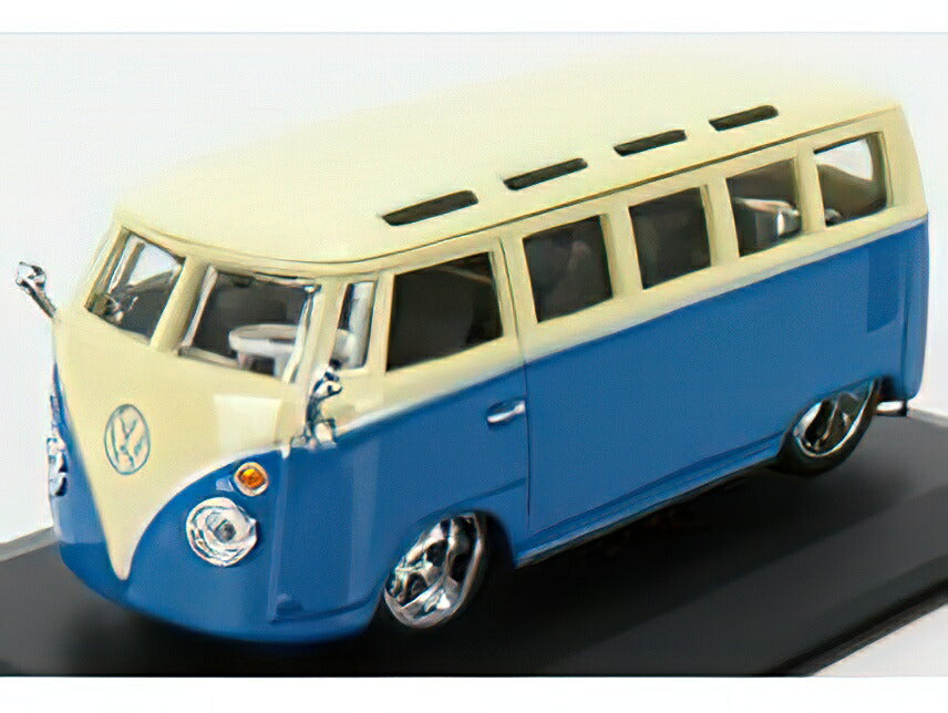 VOLKSWAGEN - T1 SAMBA MINIBUS CUSTOM 1967 - CREAM BLUE /BURAGO 1/32 ミニカー