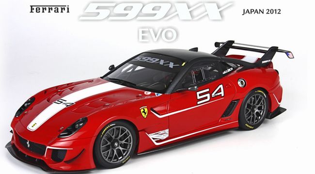 ギャラリービューアに画像をロードする, 【予約】Ferrariフェラーリ 599XX EVO Japan 2012 リミテッドエディション no. 54 rosso corsa / roof dark silver /BBR 1/18 レジンミニカー