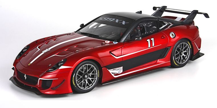ギャラリービューアに画像をロードする, 【予約】12月以降発売予定 Ferrariフェラーリ 599XX EVO Infineon 2012 no. 11 ? rosso corsa / roof dark silver 100台限定 /BBR 1/18 レジンミニカー
