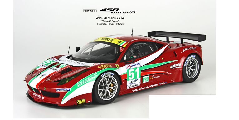 ギャラリービューアに画像をロードする, 【予約】Ferrariフェラーリ 458 Italiaイタリア GT2 GTE Pro Le Mans 2012 AF Corse /Fisichella-Bruni-Villander /BBR 1/18 ミニカー