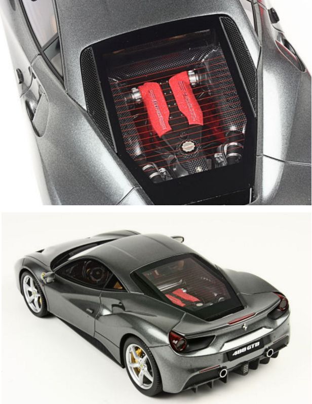 ギャラリービューアに画像をロードする, Ferrariフェラーリ 488 GTB 85th GeneveAuto Show 2015 Metallic Grigio Ferro 288台限定 /BBR1/18 レジンミニカー