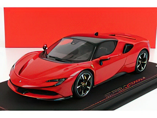 FERRARIフェラーリ SF90 STRADALE HYBRID 1000hp 2019 - CON VETRINA  ROSSO CORSA 322 - RED BLACK /BBR 1/18 ミニカー
