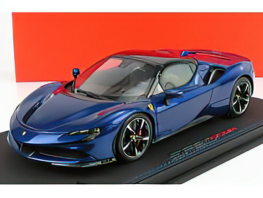 FERRARIフェラーリ SF90 STRADALE HYBRID SPIDER 1000hp CLOSED ROOF 2020 - CON VETRINA - WITH SHOWCASE - BLUE ELETTRICO - BLUE MET /BBR 1/18 ミニカー