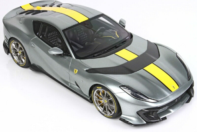ギャラリービューアに画像をロードする, 【予約】2022年発売予定Ferrariフェラーリ 812 Competizione 2021 COBURN Grey With Racing Giallo FLY Stripe /BBR 1/18 ミニカー