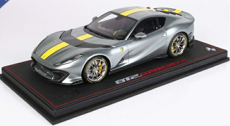 ギャラリービューアに画像をロードする, 【予約】2022年発売予定Ferrariフェラーリ 812 Competizione 2021 COBURN Grey With Racing Giallo FLY Stripe /BBR 1/18 ミニカー