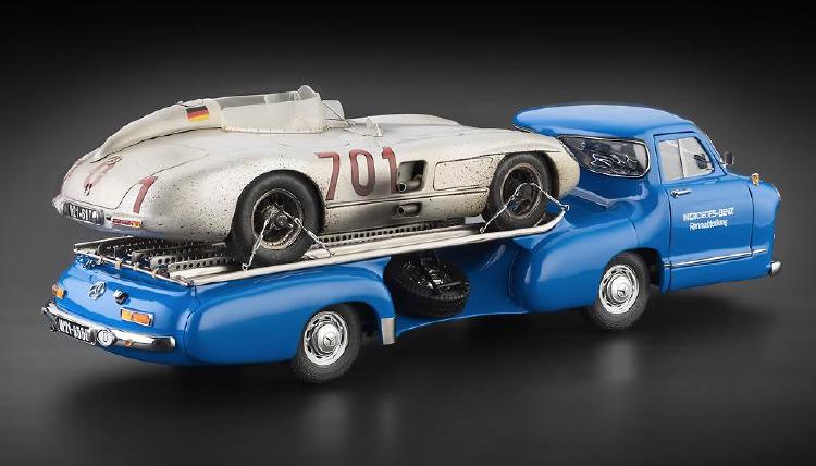 ギャラリービューアに画像をロードする, Mercedes-Benzメルセデスベンツ Racing Car Transporter "The blue Wonder" + 300 SLR #701 Dirty Hero /GT SPIRITスピリット 1/12 ミニカー
