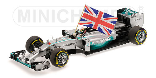 MERCEDES GP | F1 W05 AMG PETRONAS N 44 WINNER ABU DHABI GP WITH FLAG WORLD CHAMPION 2014 L.HAMILTON | SILVER GREEN /Minichampsミニチャンプス 1/18 ミニカー