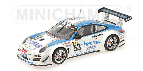 PORSCHEポルシェ | 911 997-2 GT3 R TEAM MUHLNER MOTORSPORT N 53 WINNER CLASS 24h SPA 2010 VANNELET - PEYROLES - KONSTANTINOU - HARING | WHITE BLUE /Minichampsミニチャンプス 1/18 ミニカー