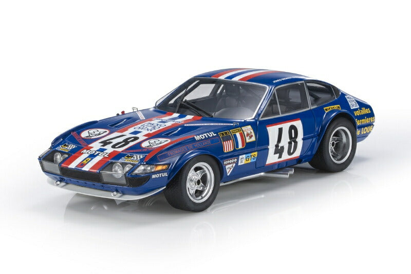 ギャラリービューアに画像をロードする, FERRARI - 365 GTB/4 DAYTONA 4.4L V12 13th N 48 24h LE MANS 1975 MARCEL MIGNOT - PHILIPPE GURDJIAN - HARRY JONES - BLUE /TOPMARQUES 1/18 ミニカー