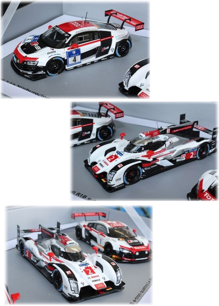 ギャラリービューアに画像をロードする, 【予約】アウディ特注 Audi Siegerset 24 Stunden Rennen 2014 ニュルブルクリンク LeMans & Spa /SPARK 1/43 ミニカー