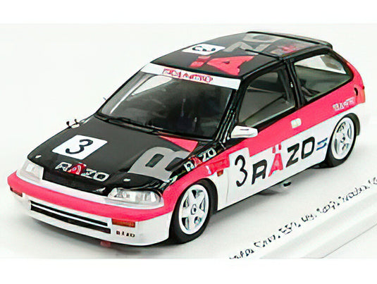 HONDA CIVICホンダシビック EF3 4th GRP3 N 3 SUZUKA GP 1989 N.HATTORI - T.TSUTSUMI - BLACK RED /SPARK 1/43 ミニカー