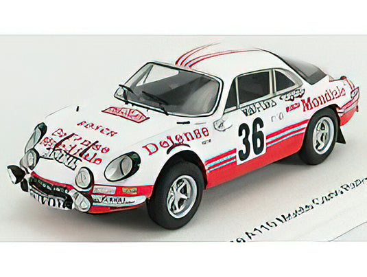RENAULTルノー A110 ALPINE N 36 RALLY MONTECARLO 1973 B.WOLLEK - P.THIMONIER - WHITE RED /SPARK 1/43 ミニカー