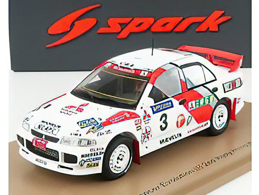 MITSUBISHI - LANCER EVOLUTION III N 3 2nd RALLY BEIJING HONG KONG 1996 R.BURNS - R.REID - WHITE RED /SPARK 1/43 ミニカー