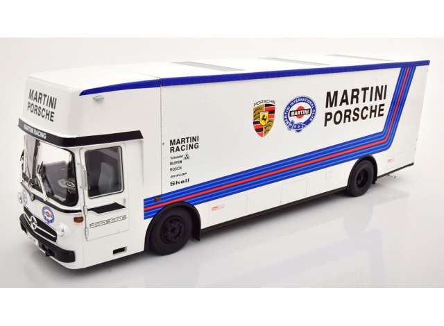 ギャラリービューアに画像をロードする, 【予約】1968 Mercedes O317 Porsche Renntransporter Martini Racing, white/blue /CMR 1/12 ミニカー