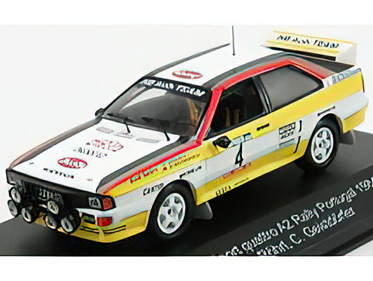 AUDI QUATTRO A2 TEAM AUDI SPORT (night version) N 4 6th RALLY PORTUGAL 1984 W.ROHRL - C.GEISTDORFER WHITE YELLOW /CMR 1/43 ミニカー