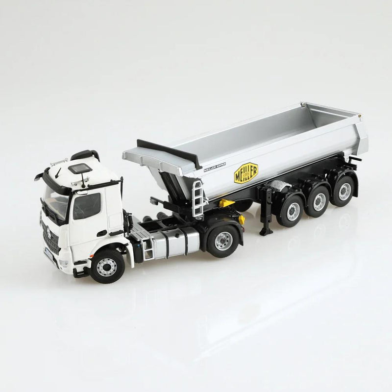 ギャラリービューアに画像をロードする, Mercedes-Benz Arocs Meiller tipping semi trailer white /NZG ダンプ 1/50 模型