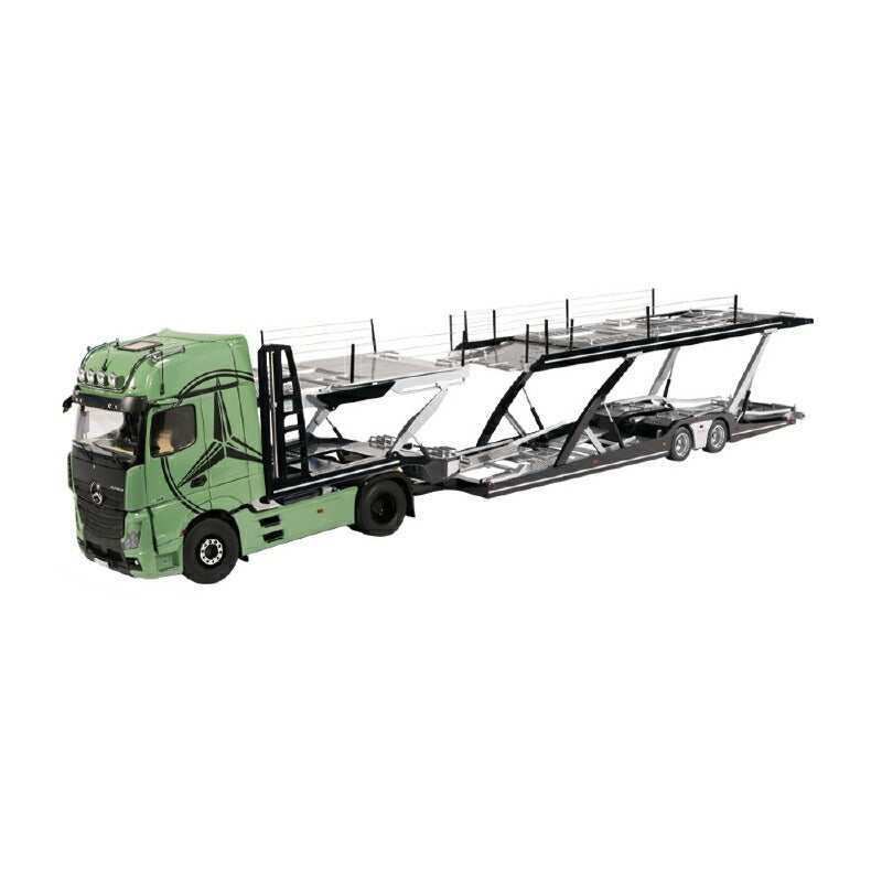 ギャラリービューアに画像をロードする, 【予約】Mercedes-Benz Actros GigaSpace 4x2 & Lohr olive with star キャリアカー積載車/NZG 建設機械模型 工事車両 1/18 ミニカー