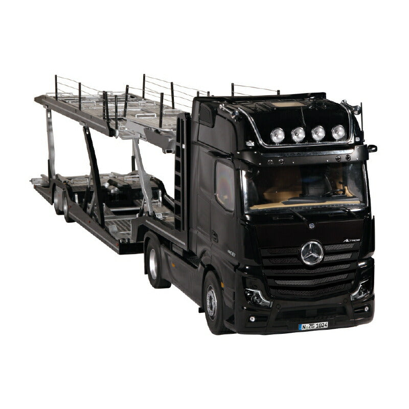 ギャラリービューアに画像をロードする, 【予約】Mercedes-Benz Actros GigaSpace 4x2 & Lohr black キャリアカー積載車/NZG 建設機械模型 工事車両 1/18 ミニカー