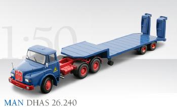 ギャラリービューアに画像をロードする, MAN DHAS 26.240 Conventional トラック 3軸 低床セミトレーラー 2軸 SCHMIDBAUER 1045/0 /CONRADコンラート建設機械 工事車両 1/50 ミニチュア 重機