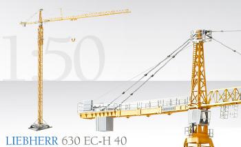 ギャラリービューアに画像をロードする, LIEBHERRリープヘル 630 EC-H 40 タワークレーン 2050/03 /CONRADコンラート建設機械 工事車両 1/50 ミニチュア 重機