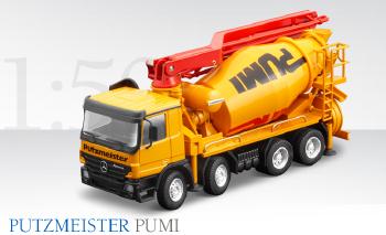 ギャラリービューアに画像をロードする, PUTZMEISTER Agitator truck コンクリートポンプ PUMI 2008 4軸 メルセデスベンツ アクトロス 40167/0 /CONRADコンラート建設機械 工事車両 1/50 ミニチュア 重機