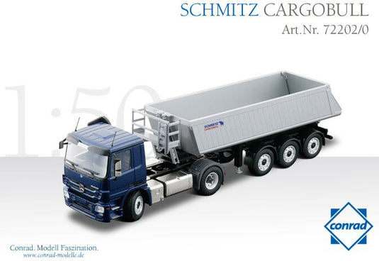 SCHMITZ CARGOBULL ダンプ トレーラー 3軸 +メルセデスベンツアクトロス 2軸 /CONRAD 1/50 建設機械 模型