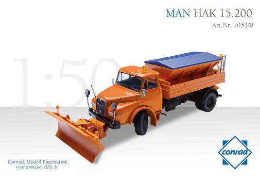 MAN HAK 19.241 Bonnet truck with snowplow and spreader unit /Conrad 建設機械模型 1/50