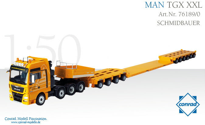 【予約】2016年発売予定 GOLDHOFER Drop center with MAN TGX XXL Euro 6 SCHMIDBAUER  トラック　トレーラー /CONRAD 建設機械模型 工事車両 1/50 ミニチュア