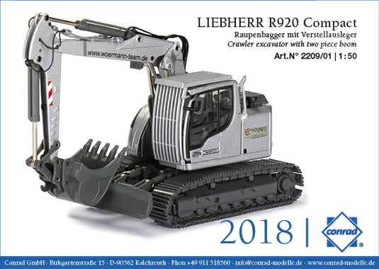LIEBHERRリープヘル R920 Compact クローラー WORMANN 油圧ショベル /建設機械模型 工事車両 Conrad 1/50 ミニチュア