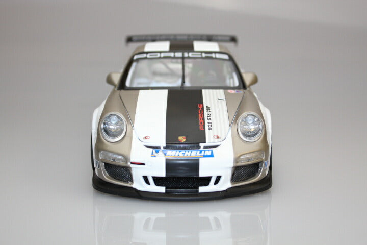 ギャラリービューアに画像をロードする, ポルシェ特注 911 997 II GT3 Cup ホワイト/グレイストライプ /ミニチャンプス 1/18 ディーラー仕様ミニカー