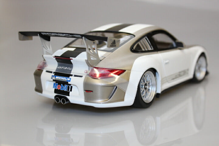 ギャラリービューアに画像をロードする, ポルシェ特注 911 997 II GT3 Cup ホワイト/グレイストライプ /ミニチャンプス 1/18 ディーラー仕様ミニカー